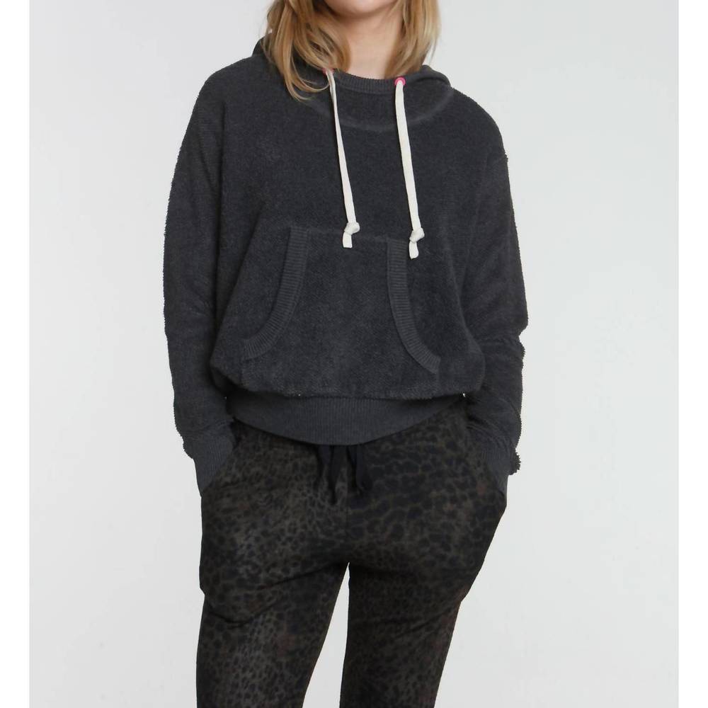 NEW LABEL+THREAD women's terry hoodie in charcoal